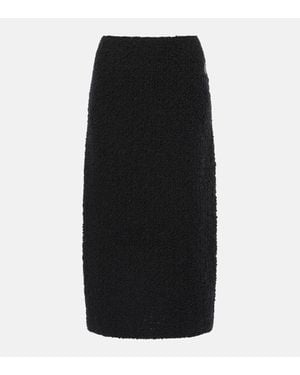 Moncler Wool-Blend Boucle Midi Skirt - Black