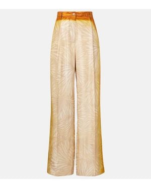 Dries Van Noten Porters Printed Silk Wide-Leg Pants - Natural