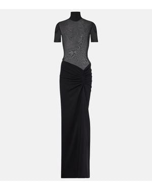 Christopher Esber Fusion Gathered Jersey And Crepe Maxi Dress - Blue