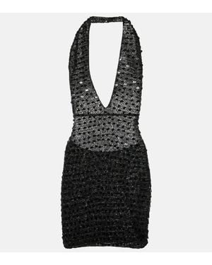 AYA MUSE Sequined Halterneck Minidress - Black