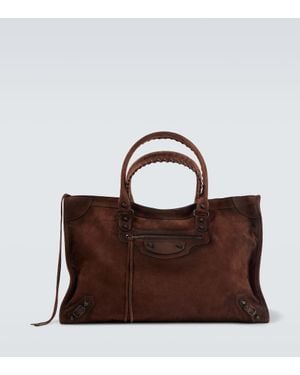 Balenciaga Le City Large Suede Tote Bag - Brown