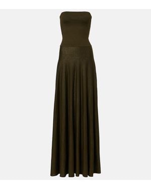 Alaïa Linen-Blend Bustier Dress - Green