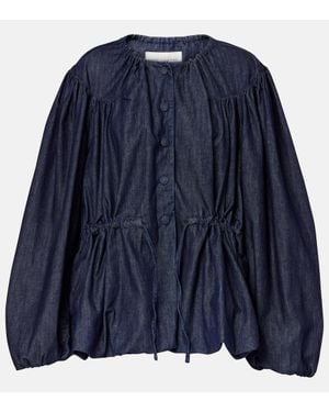 Dries Van Noten Gathered Denim Blouse - Blue
