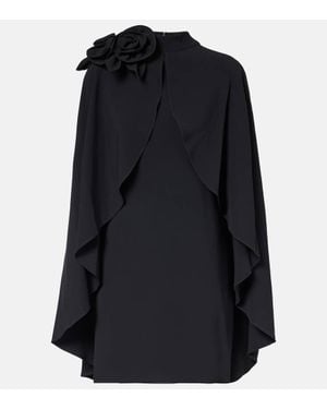 Elie Saab Floral-Applique Ruffled Cady Minidress - Natural