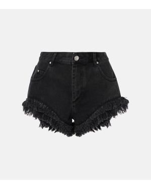 Isabel Marant Eneidao Fringed Denim Shorts - Black