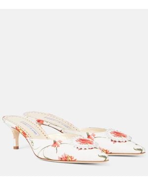 Manolo Blahnik Mules Kifatmu 50 Aus Satin Mit Zierperlen - Pink