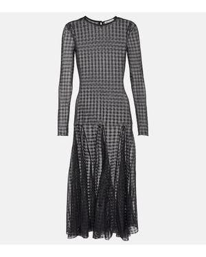 Ami Paris Gingham Lace Midi Dress - Black