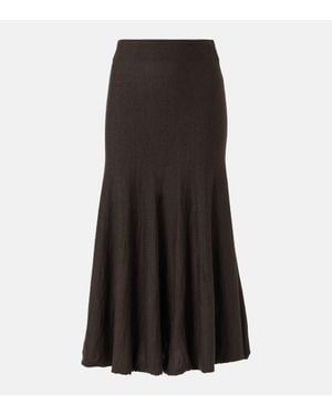 Khaite Mayu Wool Midi Skirt - Black