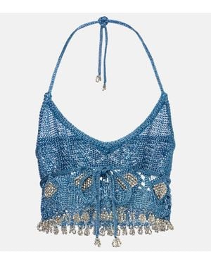Rabanne Top Cropped - Blu