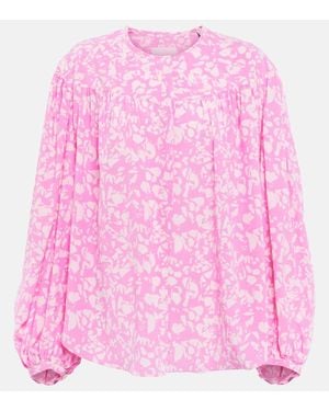 Isabel Marant Brunille Silk-Blend Chiffon Blouse - Pink