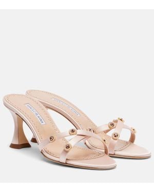 Manolo Blahnik Verzierte Sandalen Pyrenea Aus Satin - Pink