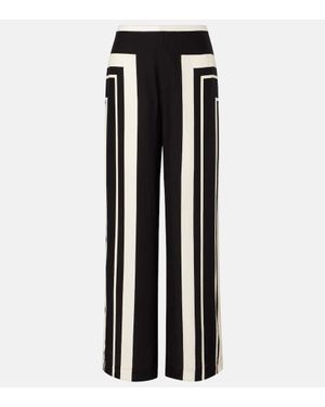 SIR. Pietra Printed Silk Crepe Wide-Leg Trousers - Black