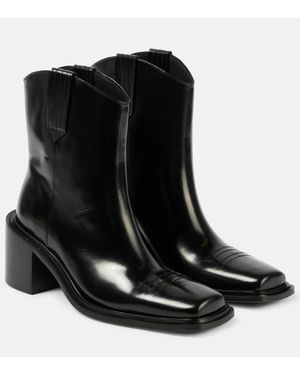 Souliers Martinez 70 Polished Leather Ankle Boots - Black