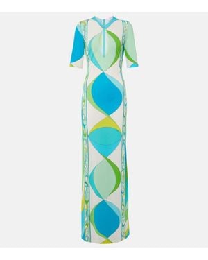 PUCCI Cutout Printed Maxi Dress - Blue