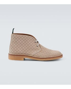 Gucci Desert Boots Gg Aus Veloursleder - Natur
