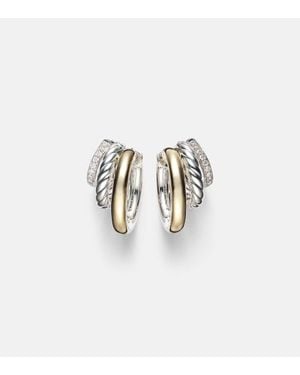David Yurman Dy Mercer 18Kt And Sterling Hoop Earrings With Diamonds - White
