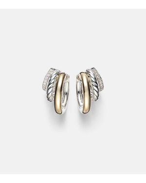 David Yurman Pendientes De Aro Dy Mercer De Oro De 18 Ct Y Plata De Ley Con Diamantes - Blanco