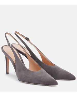 Gianvito Rossi Slingback-Pumps Robbie 85 Aus Veloursleder - Grau
