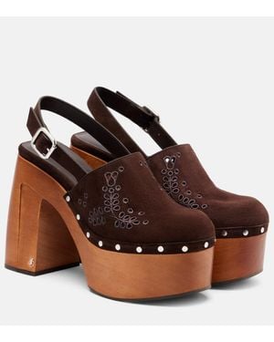 Jimmy Choo Alida 135 Suede Platform Clogs - Brown