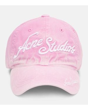 Acne Studios Logo Cotton Twill Baseball Cap - Pink