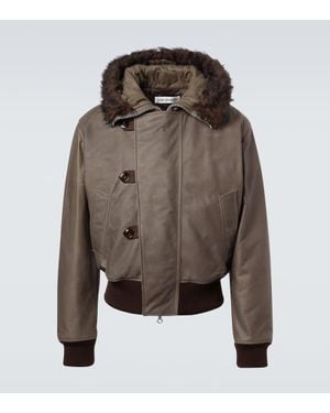 Our Legacy Compel Shearling-Trimmed Leather Jacket - Brown