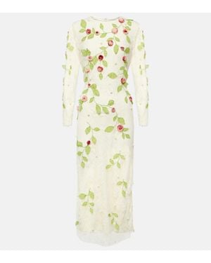 Markarian Avelina Embroidered Cotton Lace Midi Dress - Metallic