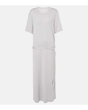 Lemaire Belted Cotton Jersey Midi Dress - White