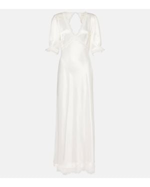 RIXO London Annabella Lace-trimmed Satin Maxi Dress - White