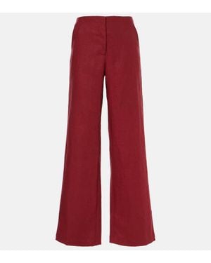 Faithfull the Brand Lulea Linen Wide-Leg Pants - Red