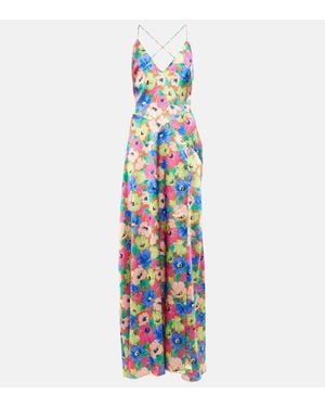 ROTATE BIRGER CHRISTENSEN Maxikleid Mit Blumen-Print - Blau