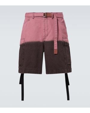 Sacai Ombre Cotton Cargo Shorts - Red