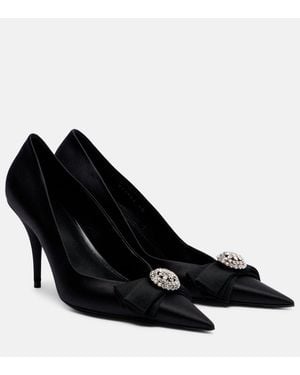 Balenciaga Avenue Palazzo 90 Embellished Satin Court Shoes - Black