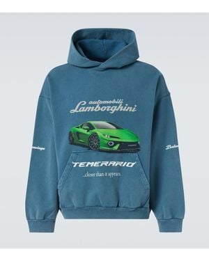 Balenciaga X Automobili Lamborghini Hoodie Aus Baumwolle - Blau