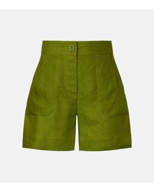 Eres Short Correct A Taille Haute En Lin - Vert