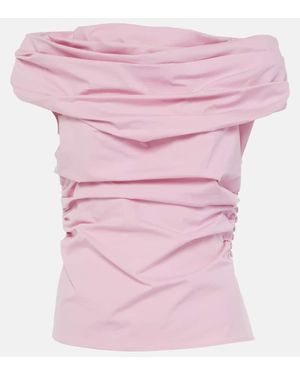 Magda Butrym Draped Cotton-Blend Top - Pink