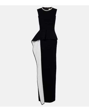 Roland Mouret Embellished Peplum Satin Crepe Gown - Black