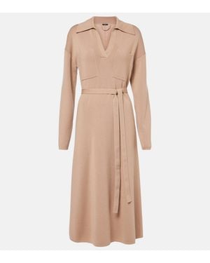 JOSEPH Wool Midi Dress - Natural