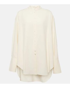The Row Grandad Oversized Silk Shirt - Natural