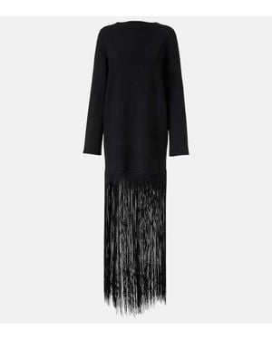 KHAITE Paley Fringed Maxi Dress - Black