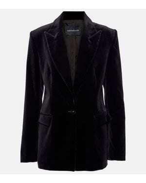 Costarellos Azura Cotton Velvet Blazer - Black