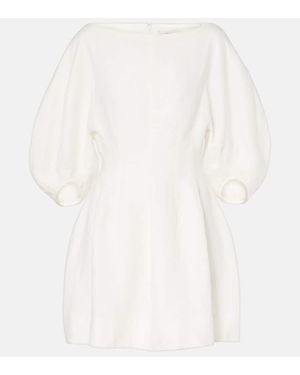 Faithfull the Brand Puff-Sleeve Linen Minidress - White