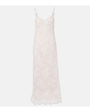 Blumarine Rebrode Embellished Lace Maxi Dress - White