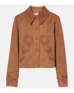 RIXO London Dionne Applique Suede Jacket - Brown