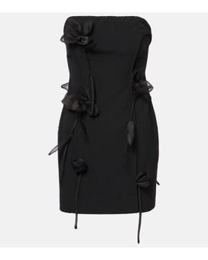 ROTATE BIRGER CHRISTENSEN Rose-Applique Minidress - Black