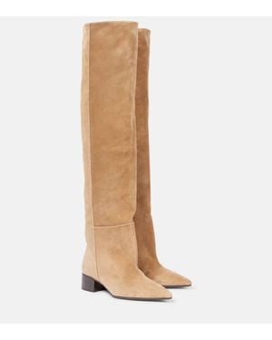 KHAITE Andee 40 Suede Over-The-Knee Boots - Natural