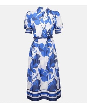 Rebecca Vallance Midikleid Paros Aus Baumwolle - Blau