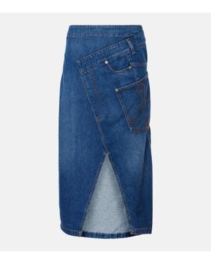 JW Anderson Gonna Midi Di Jeans - Blu