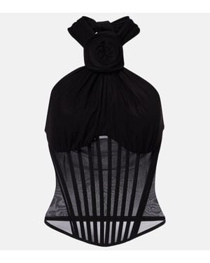 Magda Butrym Floral-Applique Corset - Black