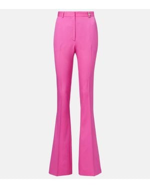 Versace Embellished High-Rise Wool Flared Pants - Pink