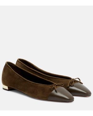 Aquazzura Gioia Suede And Leather Ballet Flats - Brown